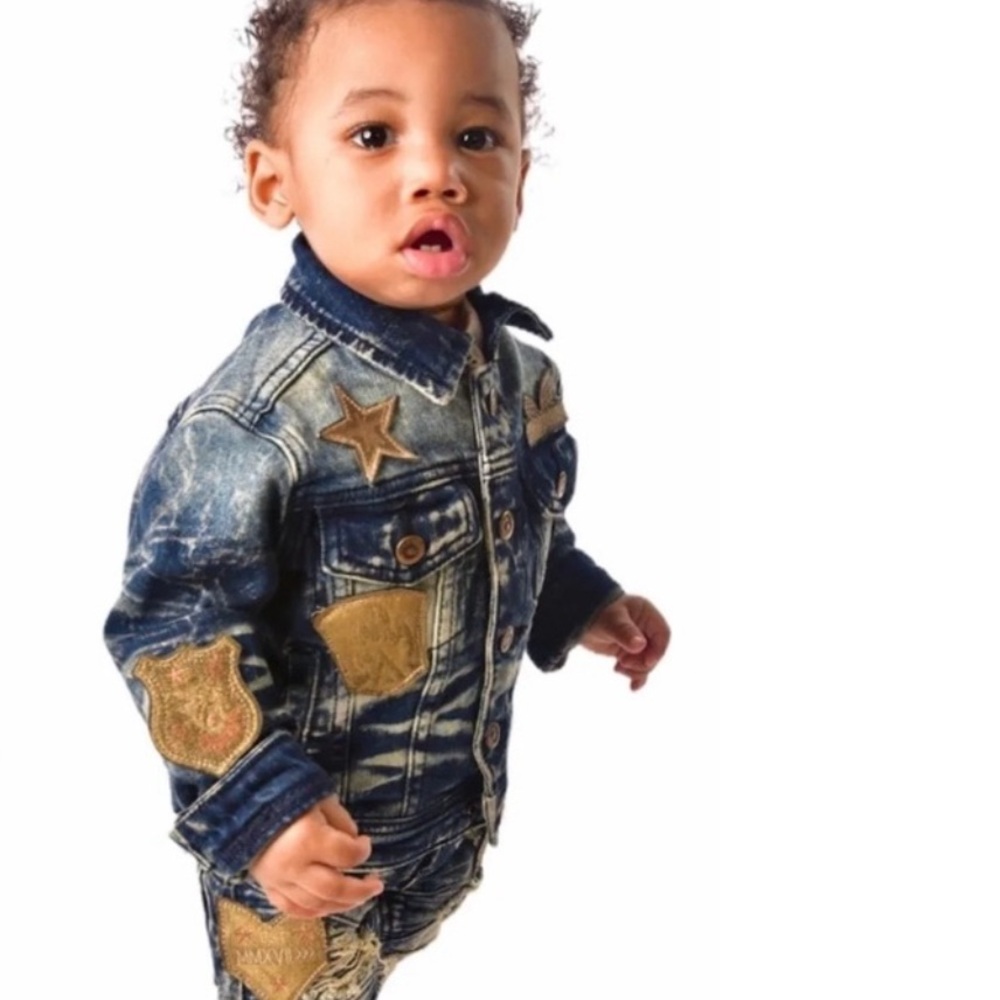 Kids Denim Jacket with Star Patches